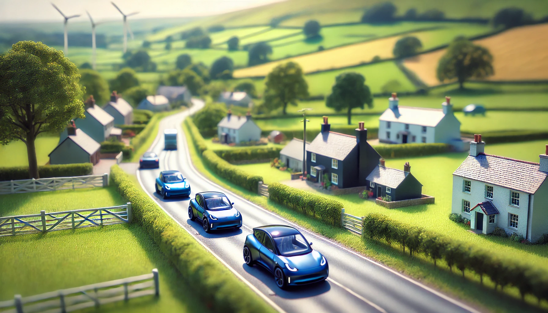 EV vehicles driving in the countryside