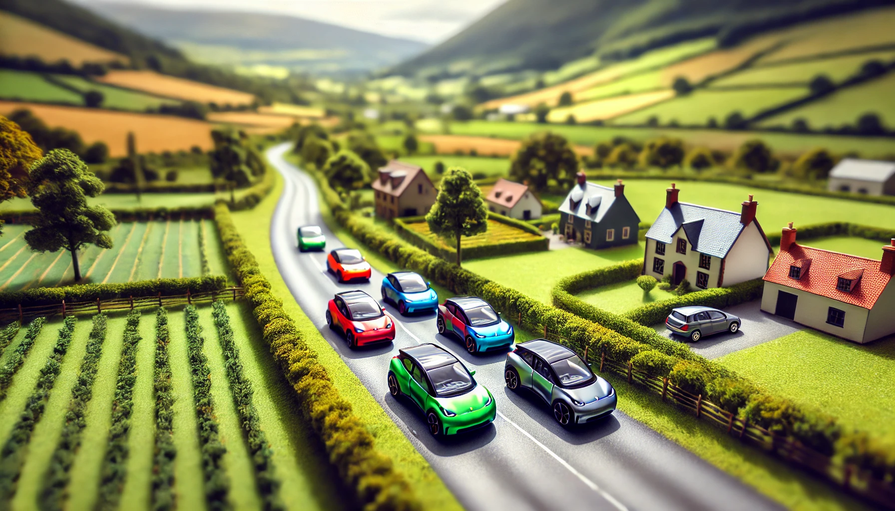 EVs in the countryside with a mix of colors