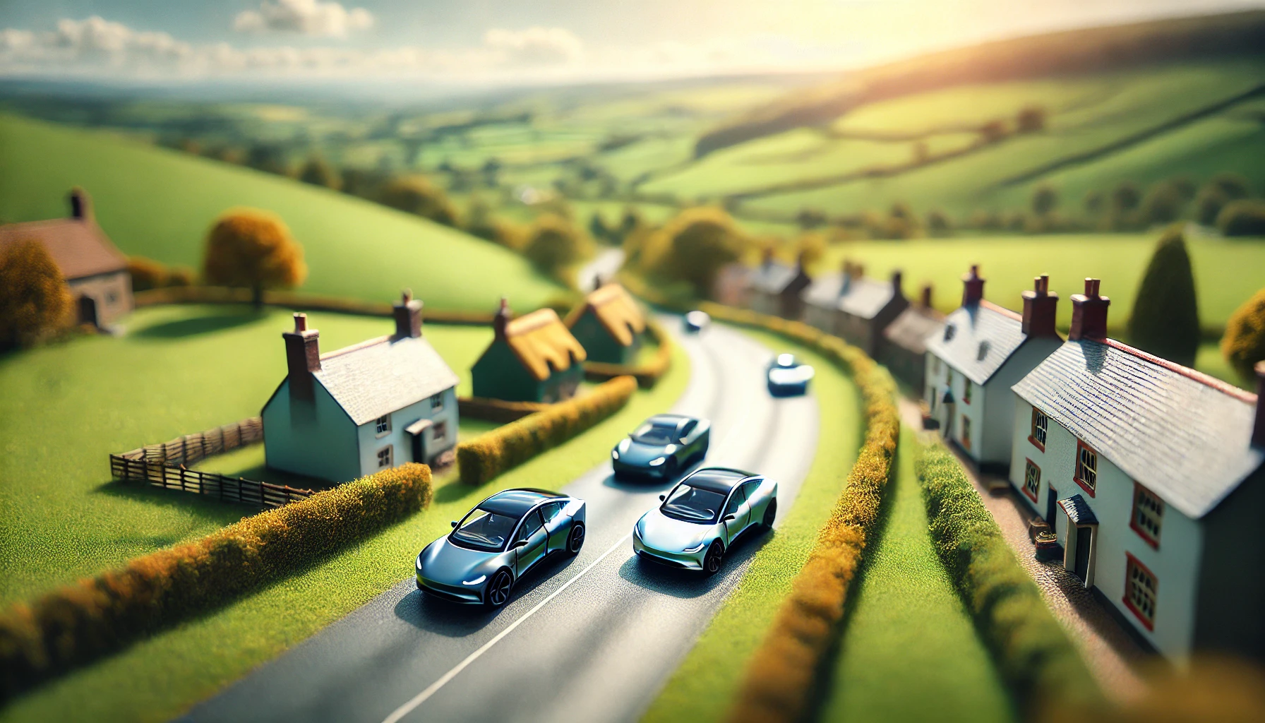 Silver EVs in the countryside on a sunny day